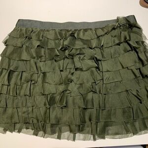 Haute hippie ruffled army green skirt